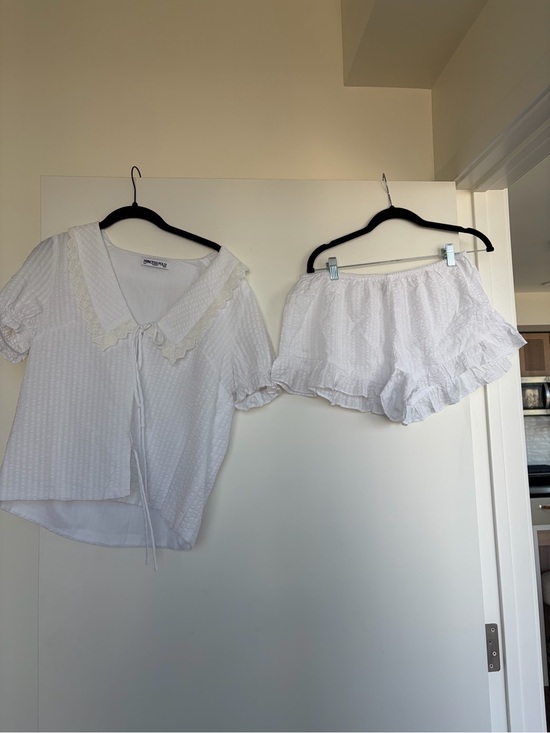 Princess Polly Pants - Princess Polly White Eyelet Short Set